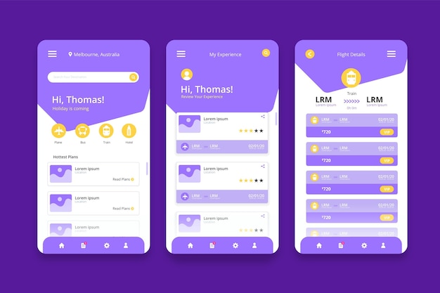 Travel booking app concept