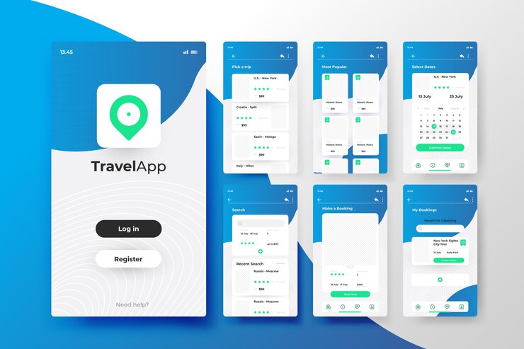 Free Vector travel booking app concept