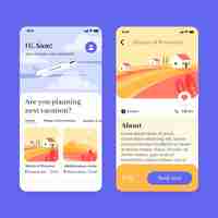 Free vector travel booking app screens set