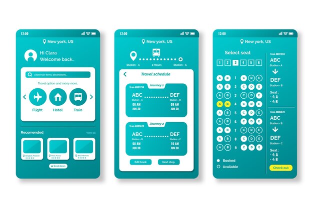 Экраны приложения для бронирования путешествий