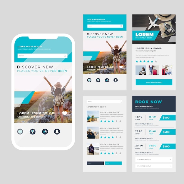 Travel booking app set
