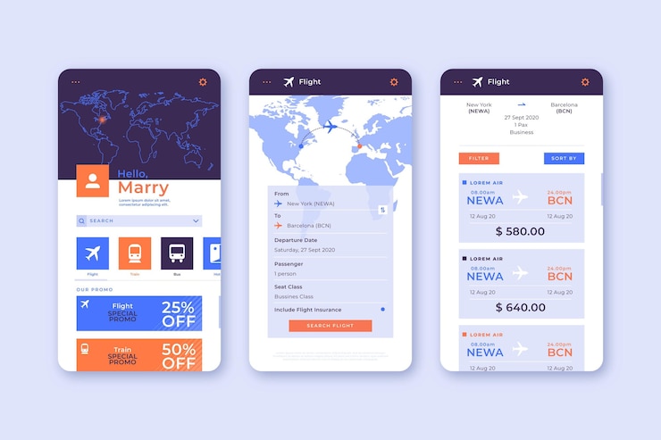 Free Vector travel booking app