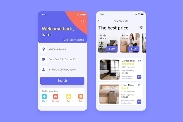 Free vector travel booking app