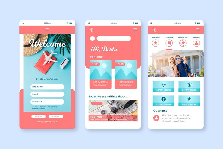 Free Vector travel booking app
