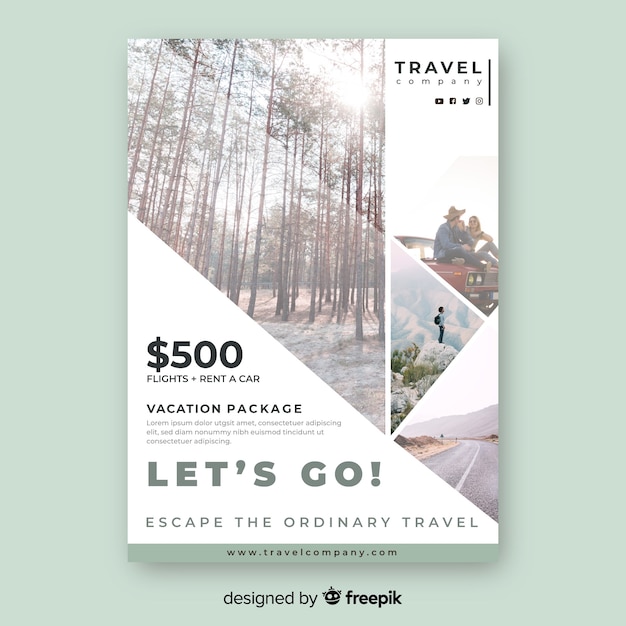 Travel brochure template with photo