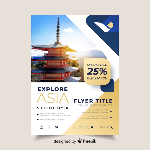 Travel brochure template with photo
