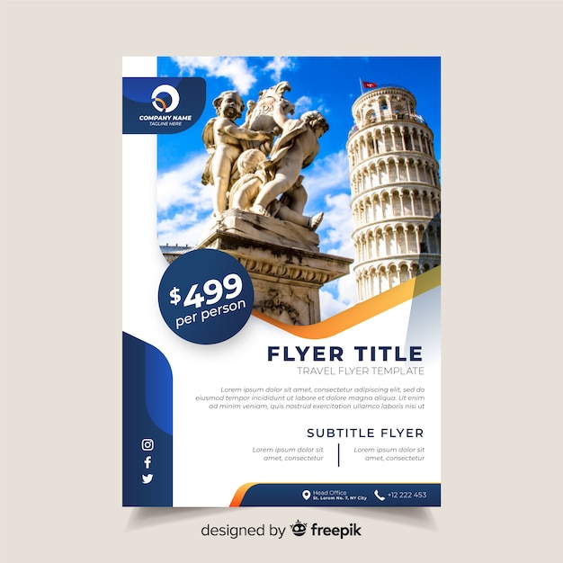 Travel brochure template with photo