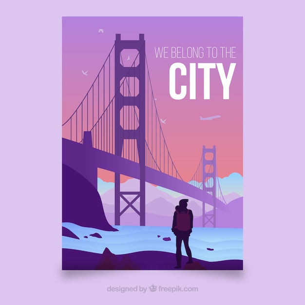 Travel brochures with silhouettes