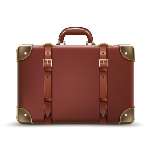 туристический бизнес коричневый багаж в коже изолированного на белом фоне
