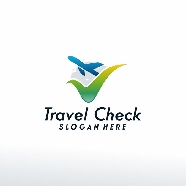 Travel check logo designs concept vector, plane logo designs template, logo symbol icon