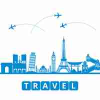 Free vector travel concept with landmarks