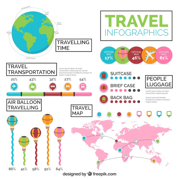 Free Vector travel data infographics