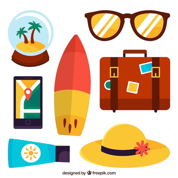 Free vector travel element collection with flat design