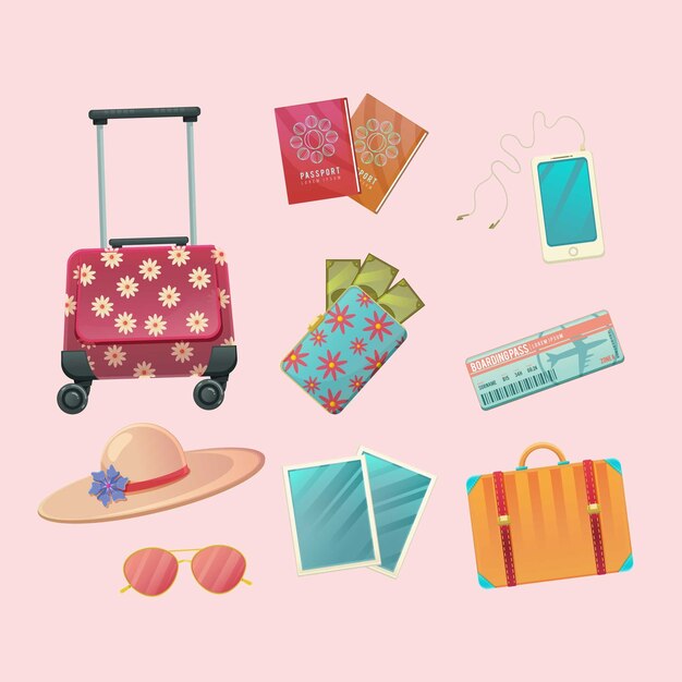 Free vector travel element collection with flat design