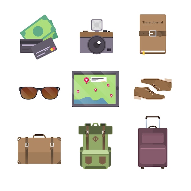 Free vector travel element collection with flat design