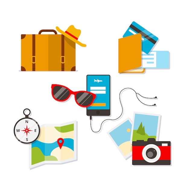 Free vector travel element collection with flat design