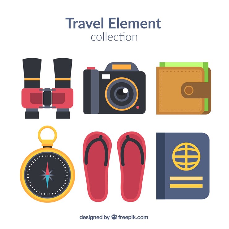 Free Vector travel element collection with flat design