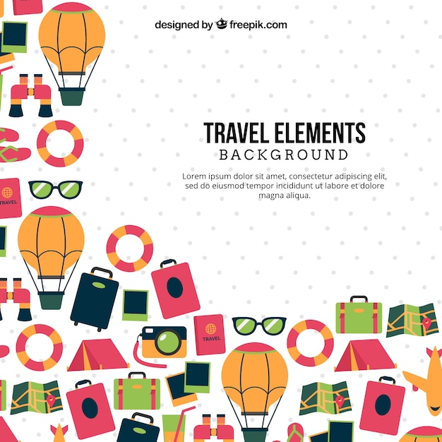 Travel elements background in flat style