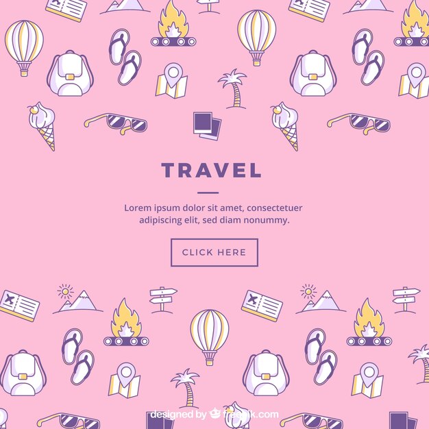 Travel elements background in hand drawn style