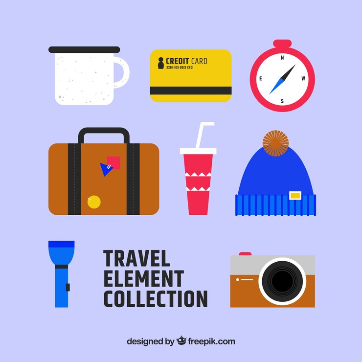 Free Vector travel elements collection in flat style