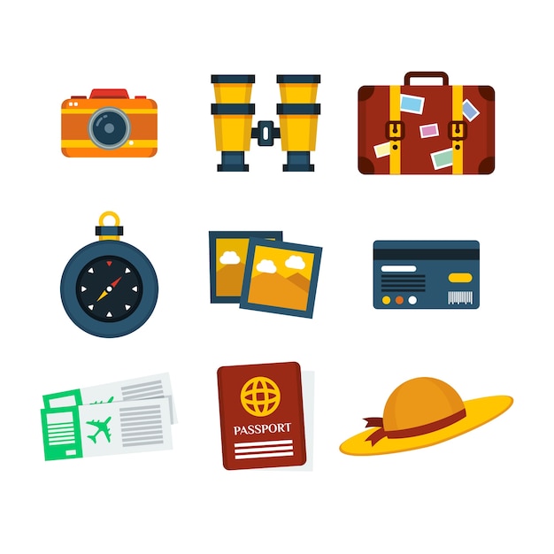 Free vector travel elements collection in flat style