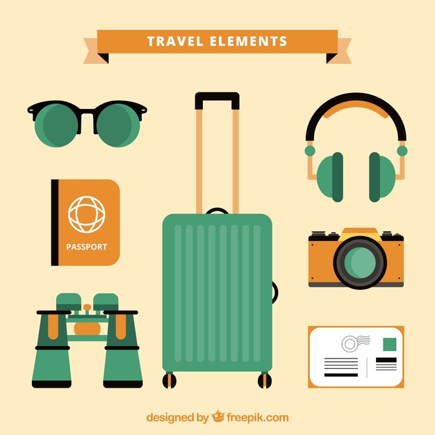 Free vector travel elements collection