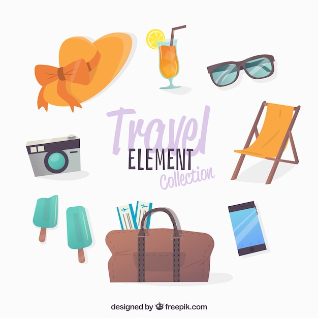 Free vector travel elements collection