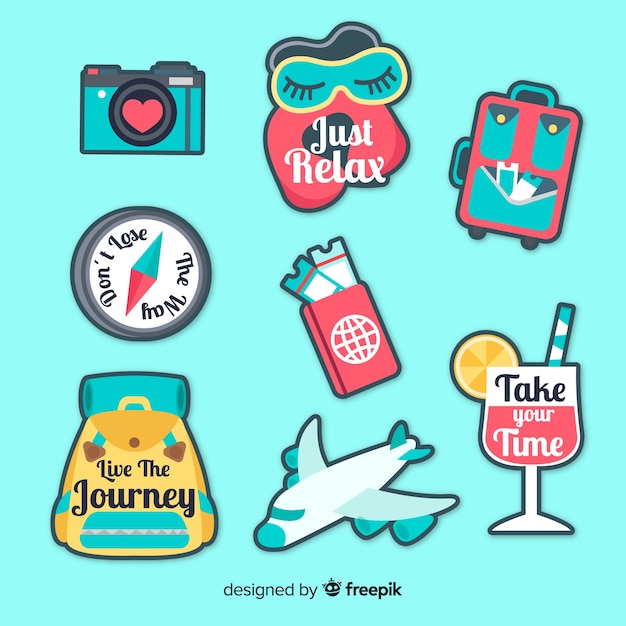 Free vector travel elements stickers collection