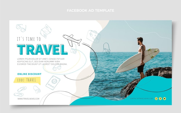 Free vector travel facebook ad design template