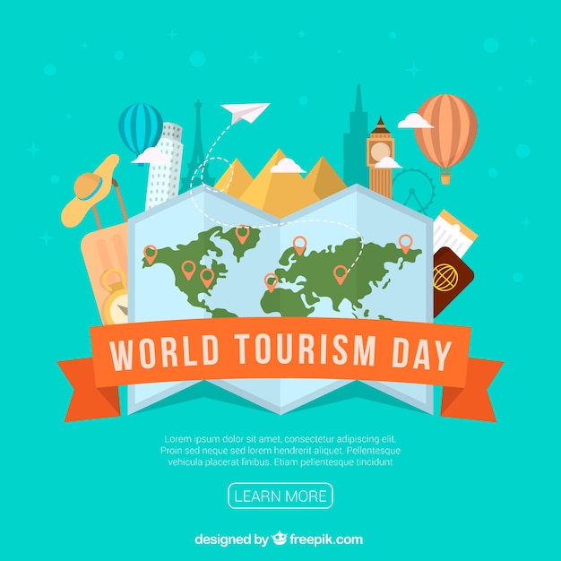 무료 벡터 평평한 요소 여행, 세계 관광의 날