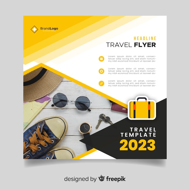 Travel flyer template with photo