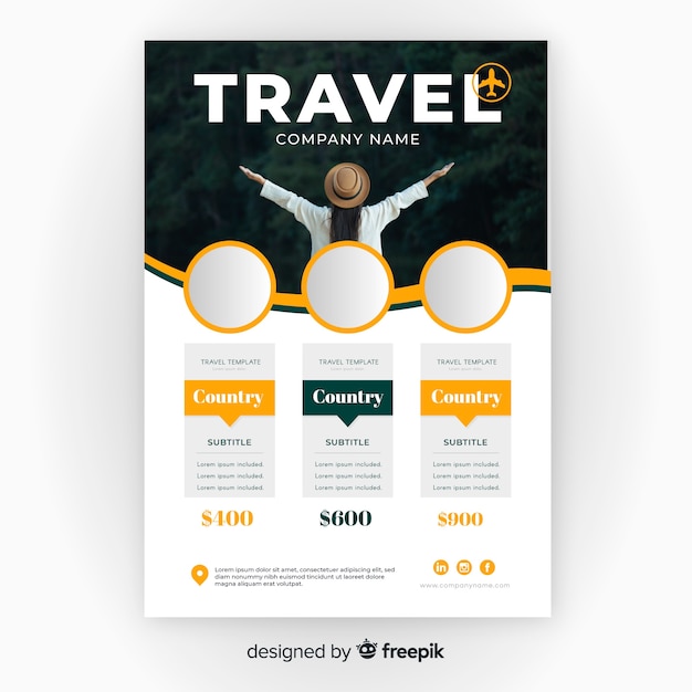 Travel flyer template with photo