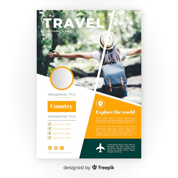 Travel flyer template with photo