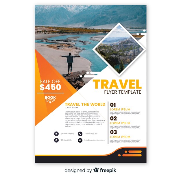 Travel flyer template with photo