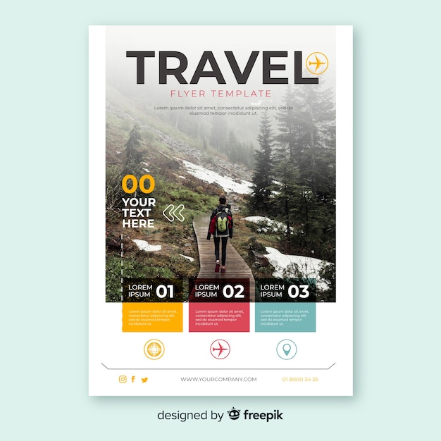 Travel flyer template with photo