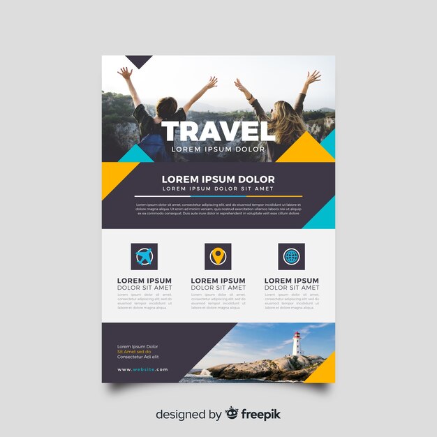 Travel flyer template with photo