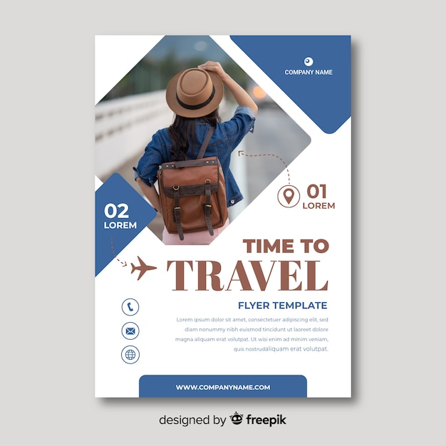 Travel flyer template with photo