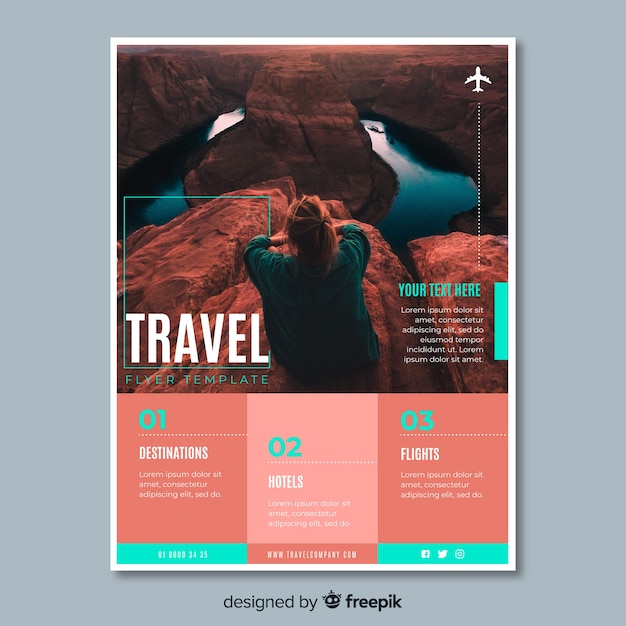 Travel flyer template with photo