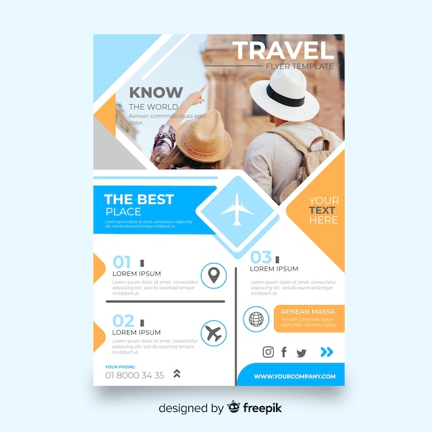 Travel flyer template with photo