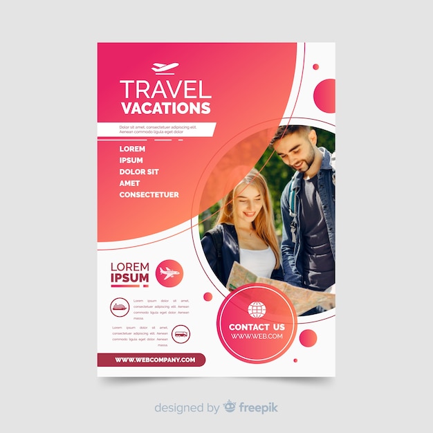 Travel flyer template with photo