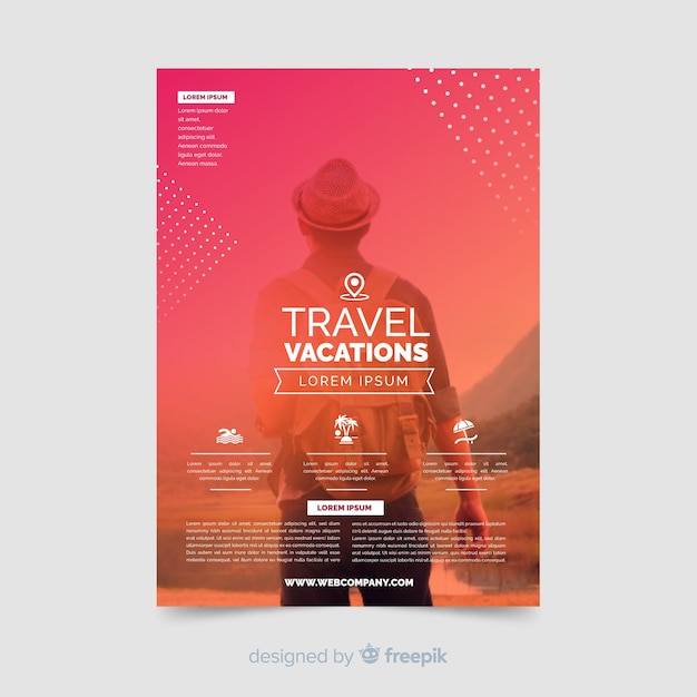 Free vector travel flyer template with photo