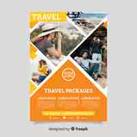 Free vector travel flyer template with photo