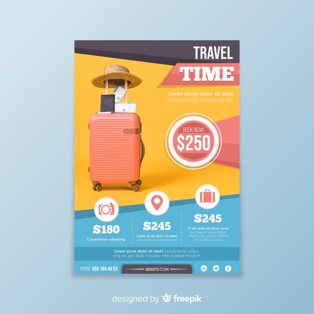 Travel flyer template with photo