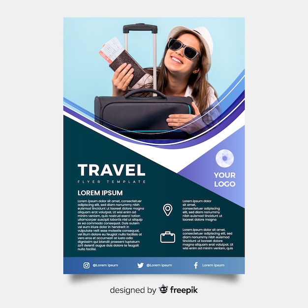 Travel flyer template with photo