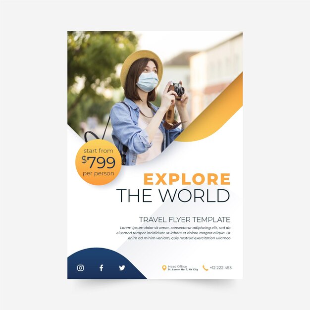 Travel flyer template with photo