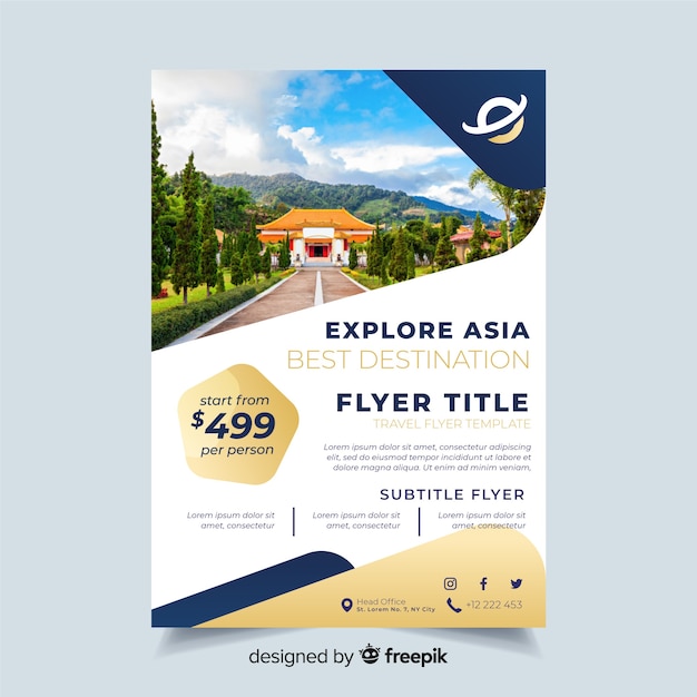 Travel flyer template with photo