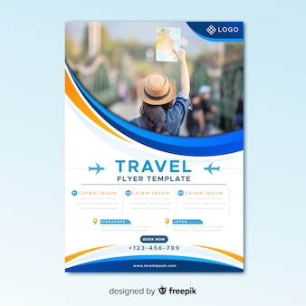 Travel flyer template with photo