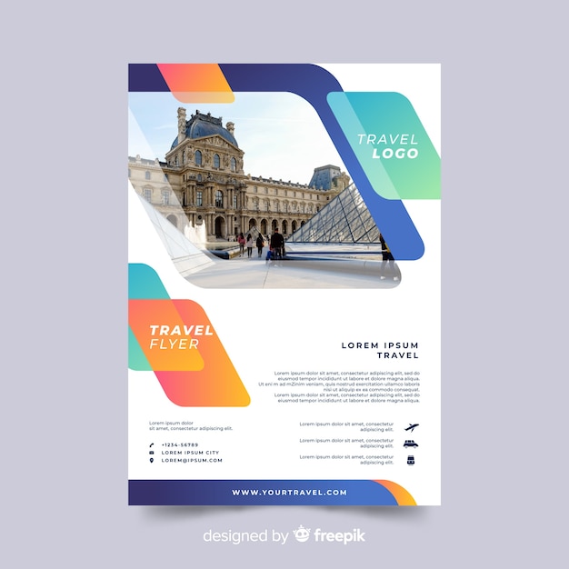 Travel flyer template with photo