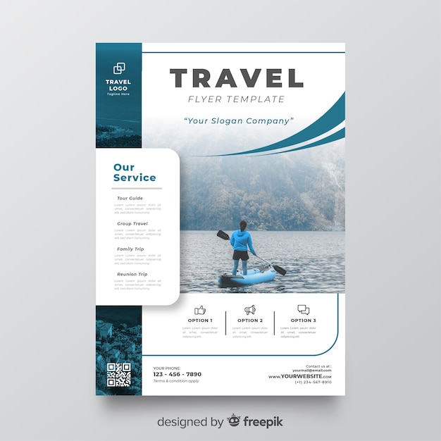 Travel flyer template with photo