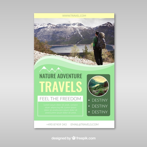 Free vector travel flyer with destination photography